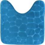 Tapis contour wc memoire de forme microfibre galet 45x50 cm - bleu canard tendance