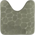 Tapis contour wc memoire de forme microfibre galet 45x50 cm - kaki tendance