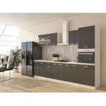 Les tendances - ultra cuisine complete avec colonne four et plan de travail inclus l 300 cm - gris mat ...