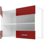 Les tendances - ultra meuble haut vitre de cuisine l 80 cm - rouge mat