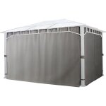 Toolport - rideaux (set de 4 toiles) pour tonnelle de jardin sunset deluxe 3x4 m, gris
