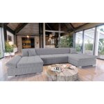Tendencio - canap d'angle convertible alon velours ctel gris