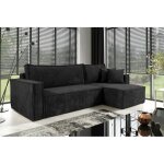 Tendencio - canap� d'angle convertible nero en velours c�tel� noir
