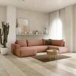 Tendencio - canap d'angle panoramique convertible letto en u terracotta