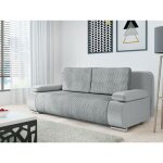 Tendencio - canap� convertible 3 places hemi en velours c�tel� gris