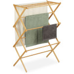 Relaxdays - tendoir accordon, bambou, schoir sur pied pliable, avec 11 bras sur 6 tages, hlp: 106 ...