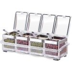 Tenta kitchen gourmet set of 4 acrylic spice compartments with 4 serving spoons ideal for the kitchen ...
