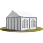 Toolport - tente barnum de rception 3x3 m premium bches amovibles pvc 750 n gris - blanc + cadre de ...