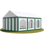 Tente barnum de rception 4x6 m premium bches amovibles pvc 750 n vert - blanc + cadre de sol jardin ...