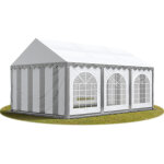 Tente barnum de rception 4x6 m ignifugee premium bches amovibles pvc 750 n gris - blanc cadre de sol ...