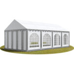 Tente barnum de rception 4x8 m premium bches amovibles pvc 750 n gris - blanc + cadre de sol jardin ...