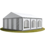 Tente barnum de rception 5x6 m premium bches amovibles pvc 750 n gris - blanc + cadre de sol jardin ...