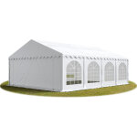 Tente barnum de rception 5x8 m premium bches amovibles pvc 750 n blanc + cadre de sol jardin