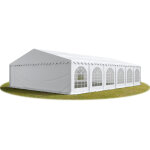 Tente barnum de r�ception 8x12 m ignifugee premium b�ches amovibles pvc 750 n blanc cadre de sol jardin ...