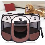Tente de camping pliante pour animaux cage pour chien nage octogonale 80x80cm