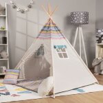 Paco home - tente enfants tipi chambre d'enfant de jeu intrieur robuste blanc 2, avec accessoires