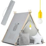 Tente maison pour enfant avec lampe nukido - gris