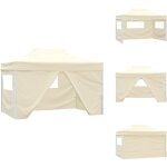 Tente pliable avec 4 parois lat�raux 3 x 4, 5 m blanc cr�me - tente pliablle - abri solaire - tonnelle ...