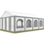 Tente de rception 4x8 m barnum toile de haute qualit 450 n pe gris - blanc construction en acier galvanis ...