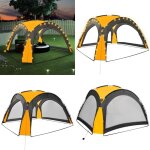 Vidaxl - tente de rception avec led et 4 parois 3, 6x3, 6x2, 3 m jaune - tents de jardin - abri de jardin ...