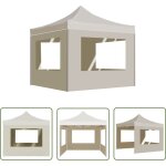 Tente de r�ception pliable avec parois aluminium 2x2 m cr�me - tente de r�ception - auvent pliante - ...