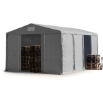 Tente de stockage industriel hangar 8x8 m � 4 m�tres de hauteur de c�t� avec b�ches en pvc 850 n gris ...