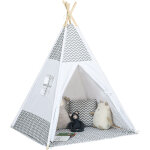 Tente teepee indien enfant style graphique - dim. 1, 2l x 1, 2i x 1, 55h m - porte refermable, fentre, ...
