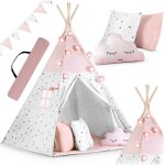 Tente tipi pour enfant avec guirlande et lumires nukido - rose