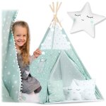 Tente tipi pour enfants avec lumires - menthe avec toiles