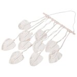 Tenture murale en macram dcoration bohme, tapisserie avec perles bois et feuilles