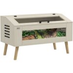 Terrarium vivarium 140l - aération latérale, fenêtres verre trempé, couvercle - bois naturel Terrarium vivarium 140l - aération latérale, fenêtres verre trempé, couvercle - bois naturel