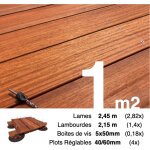 Terrasseenbois. fr - kit complet terrasse bois exotique padouk pour 1 m ? lames 2, 45 m, lambourdes ...