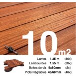 Terrasseenbois. fr - kit complet terrasse bois exotique padouk pour 10 m� ? lames 1, 25 m, lambourdes ...