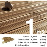 Terrasseenbois. fr - kit terrasse pin autoclave marron pour 1 m ? lames 4, 2 m, lambourdes 4, 2 m et ...