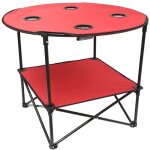 Terre jardin - table camping pliante en tissu - - rouge