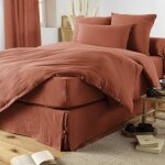 Terre de nuit - cache sommier double gaze de coton orange terracotta 160x200 cm Terre de nuit - cache sommier double gaze de coton orange terracotta 160x200 cm