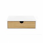 Terre de nuit - chevet mural 1 tiroir blanc et ch�ne - ch0067