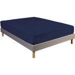 Drap housse 100% coton bleu marine - bonnet 27 cm 160x190