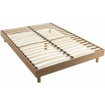 Sommier kit en bois massif taupe 140x190