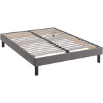 Terre de nuit - sommier kit dco gris tapissier pieds inclus - 140x200