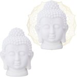 T�te de bouddha, lot de 2, statuette en plastique, hxlxp: 17x12x10 cm, d�co feng shui, pour salon, salle ...