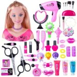 T�te � coiffer et maquiller - 45 pi�ces t�te de coiffage avec accessoires de coiffure - jeu dimitation ...