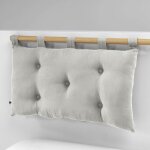 T�te de lit 5 boutons avec passants gaze de coton 50 x 80 cm - gris