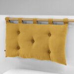 T�te de lit 5 boutons avec passants gaze de coton 50 x 80 cm - jaune