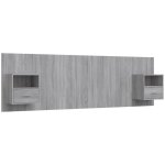 Tte de lit accessoire couchage chambre  coucher meuble avec chevet intgr tagre mdf gris tdl0205807 ...