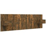 Tte de lit accessoire couchage chambre  coucher meuble avec chevet intgr tagre mdf marron clair ...