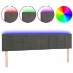 Tte de lit accessoire couchage chambre  coucher meuble  led 160 x 5 x 78 / 88 cm tissu velours gris ...