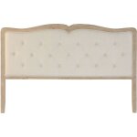 Tte de lit capitonne en chne et polyester coloris beige - longueur 180 x profondeur 10 x hauteur 120 ...