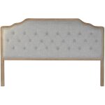 Tte de lit capitonne en chne et polyester coloris gris clair - longueur 180 x profondeur 10 x hauteur ...