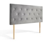 Tte de lit capitonne tha 140cm velours gris